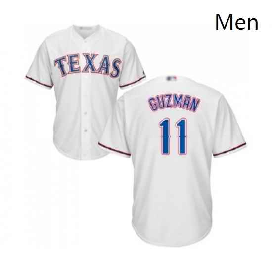 Mens Texas Rangers 11 Ronald Guzman Replica White Home Cool Base Baseball Jersey